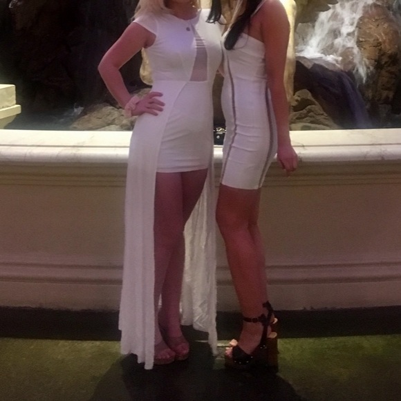 Angel Mermaid Goddess ! White Maxi Hi Lo Gown - wedding bride bridal - Picture 3 of 11